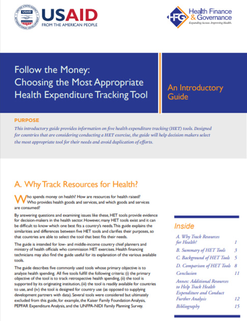 Follow the Money: Choosing the Most Appropriate Health Expenditure Tracking Tool