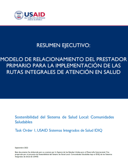 Resumen Ejecutivo: Modelo de Relacionamiento del Prestador Primario para la Implementación de las Rutas Integrales de Atención en Salud