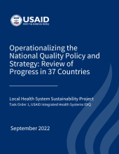 Operationalizing the National Quality Policy and Strategy: Review of Progress in 37 Countries