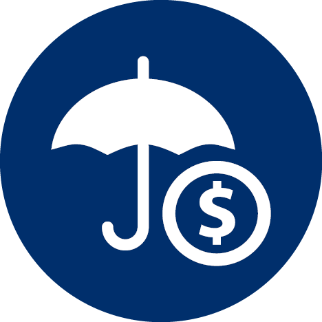 Increase Financial Protection umbrella and coin icon